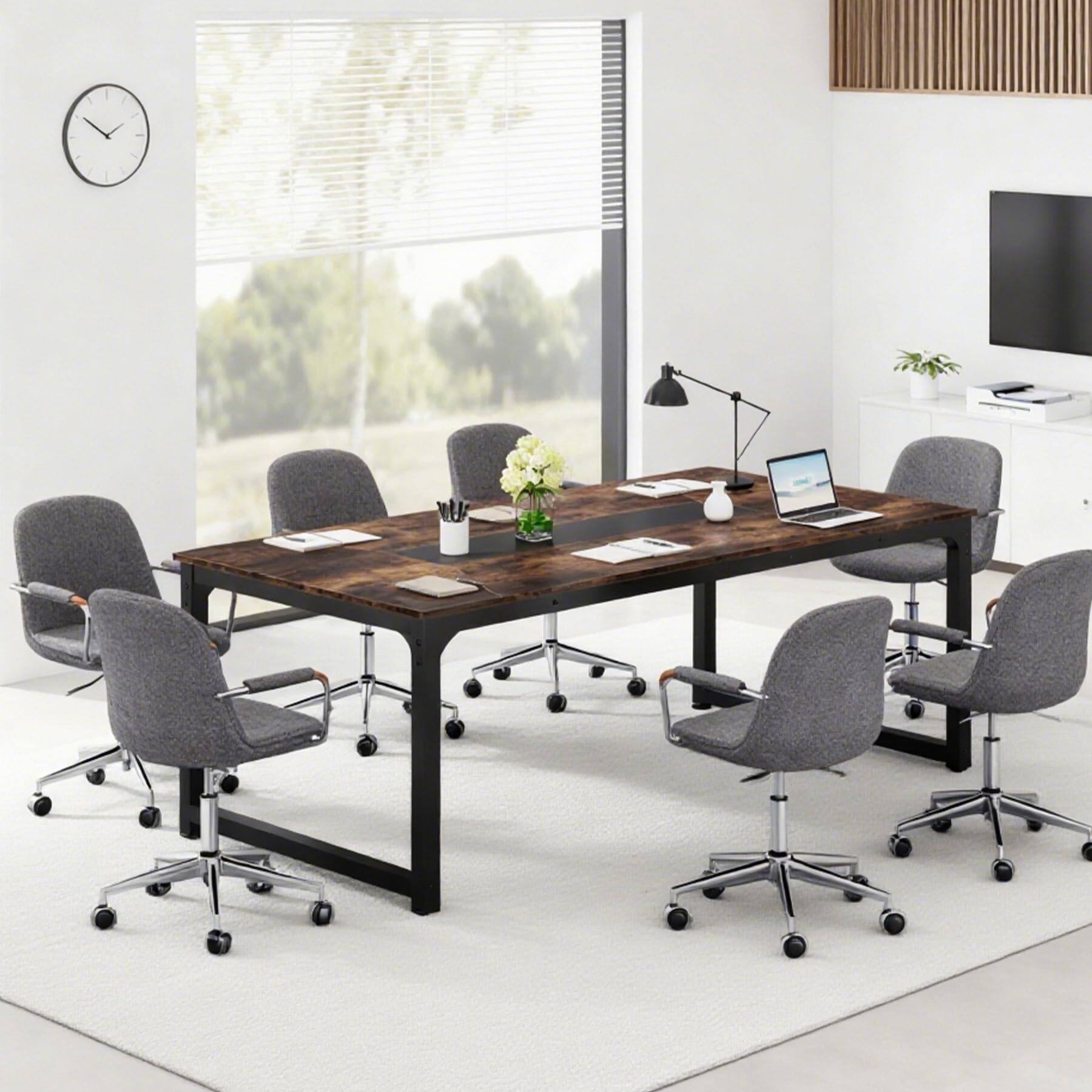 Tribesigns 6 Ft Rectangular Conference Table for 6 8 People Brown+black ...