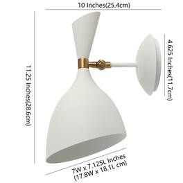 Jonathan Y - Josef 10" Iron Retro LED Wall Sconce, White - White/Brass Gold