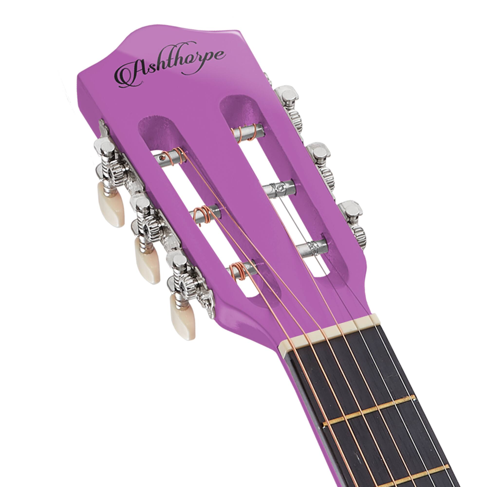 Alt View 4. Ashthorpe - Beginner Acoustic Guitar Package - Starter Kit - Purple.