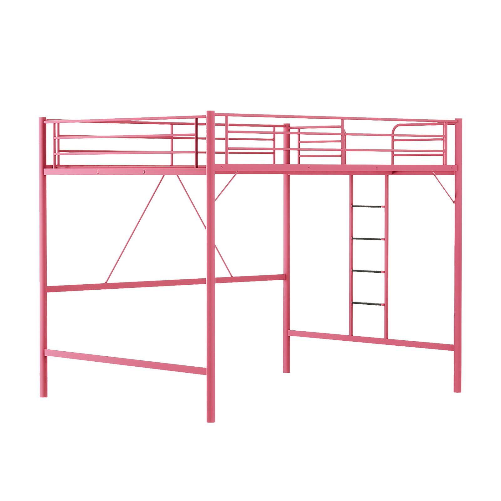 Alt View 1. Winado - 67" Full Size with Flat Ladder Heavy Duty Metal Single Bunk Bed Loft Bed with Safety Guard Rails for Kids Teens Adults - Pink.