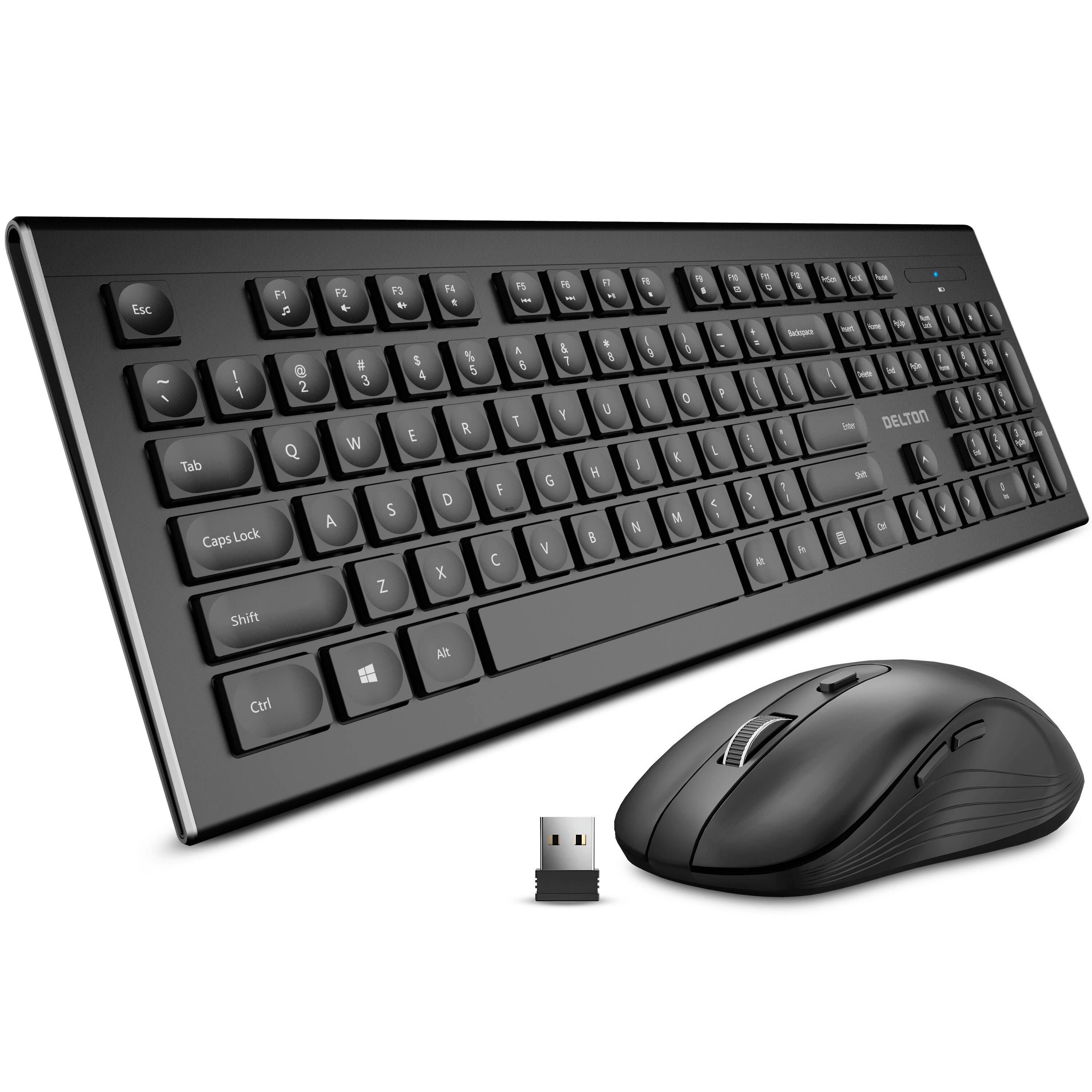 Delton - Ultra Slim KB7 Wireless Keyboard and S8 Optical Mouse Combo, (DKBMKIT2-WB) - Black