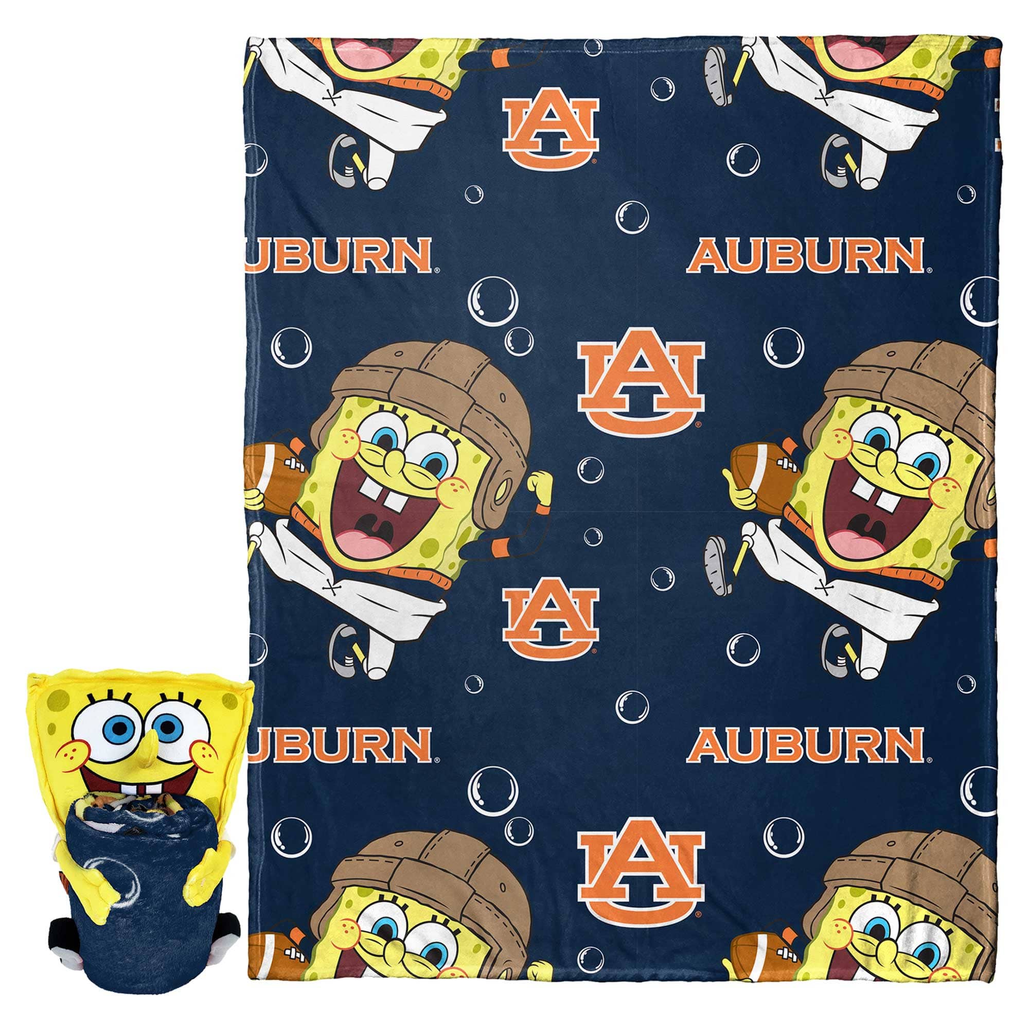Northwest - Auburn Tigers Spongebob Squarepants Hugger Blanket - Multicolor