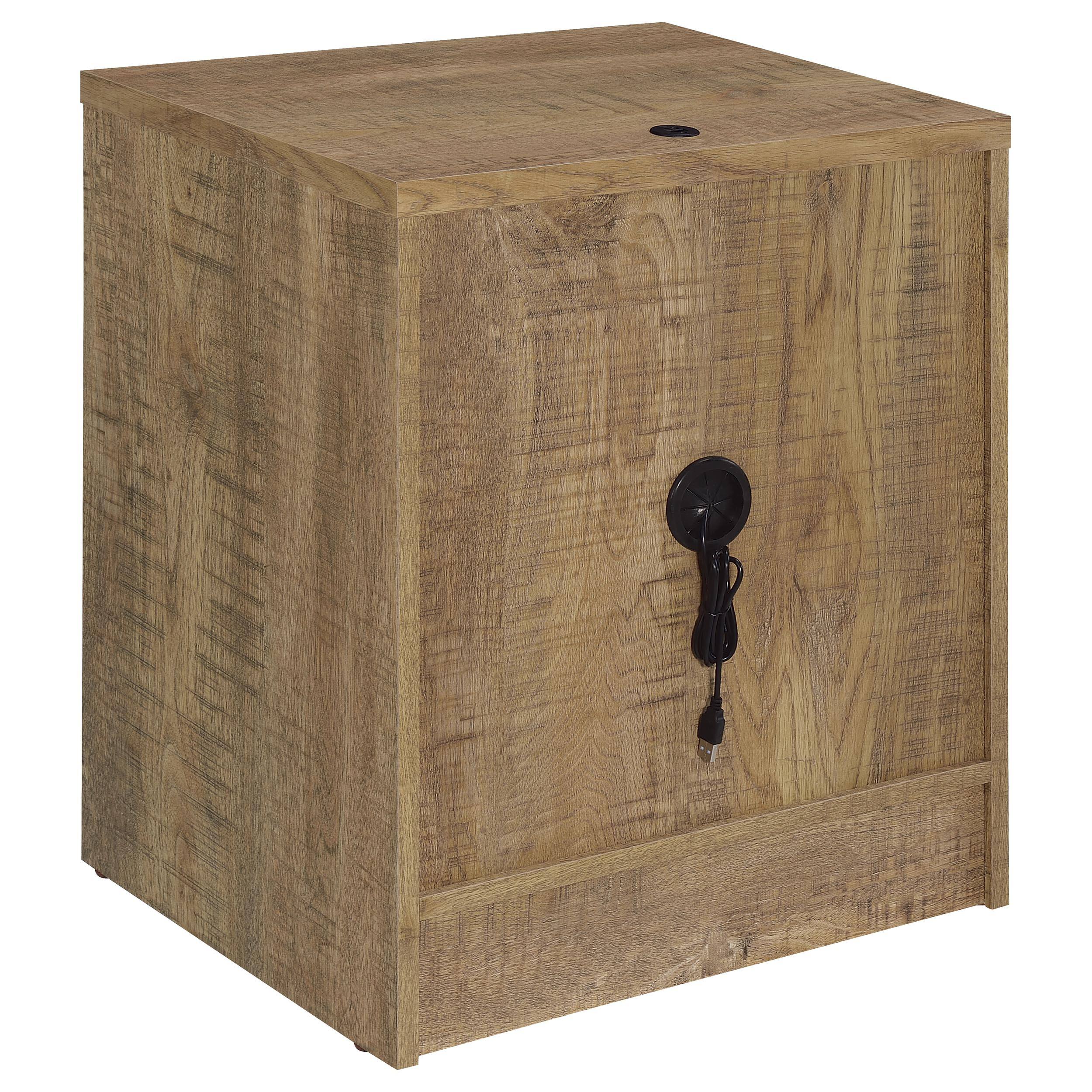 Alt View 4. Tiramisubest - 2-Drawer Nightstand with LED Lights and USB Ports in Warm Wood Finish - yellow.