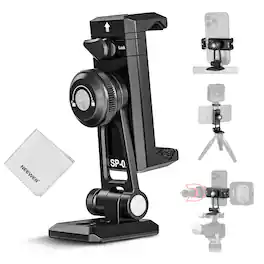 Neewer - Arca QR Phone Mount with Cold Shoe - 360° Rotating Foldable Holder for iPhone & Android - Black