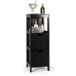 Kadyn - Bathroom Wooden Floor Cabinet Multifunction Storage Rack Stand Organizer- Bathroom Cabinets for Entryway Storage - Black