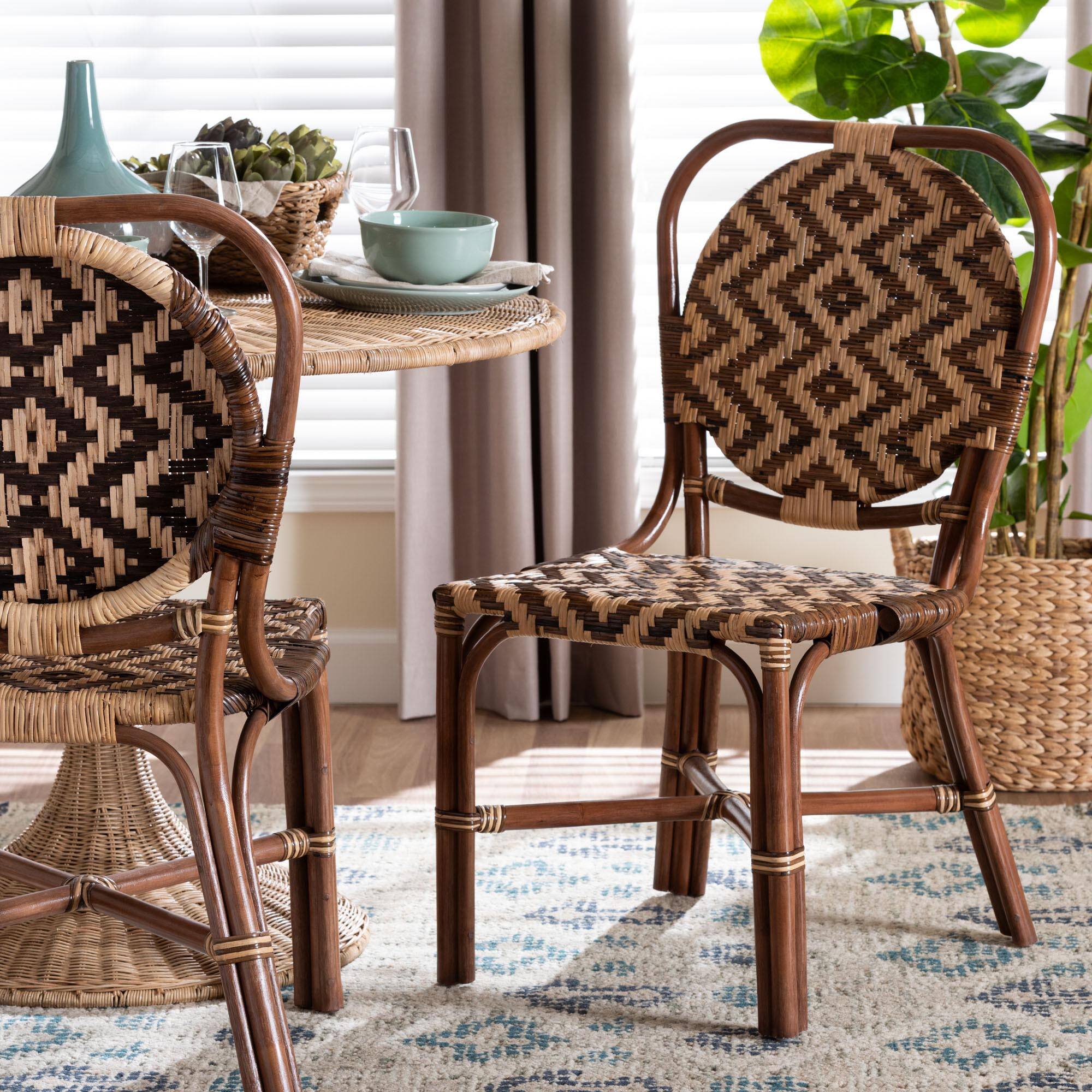 Alt View 4. bali & pari - Mariano Natural Rattan Dining Chair - Light Brown/Natural Brown.