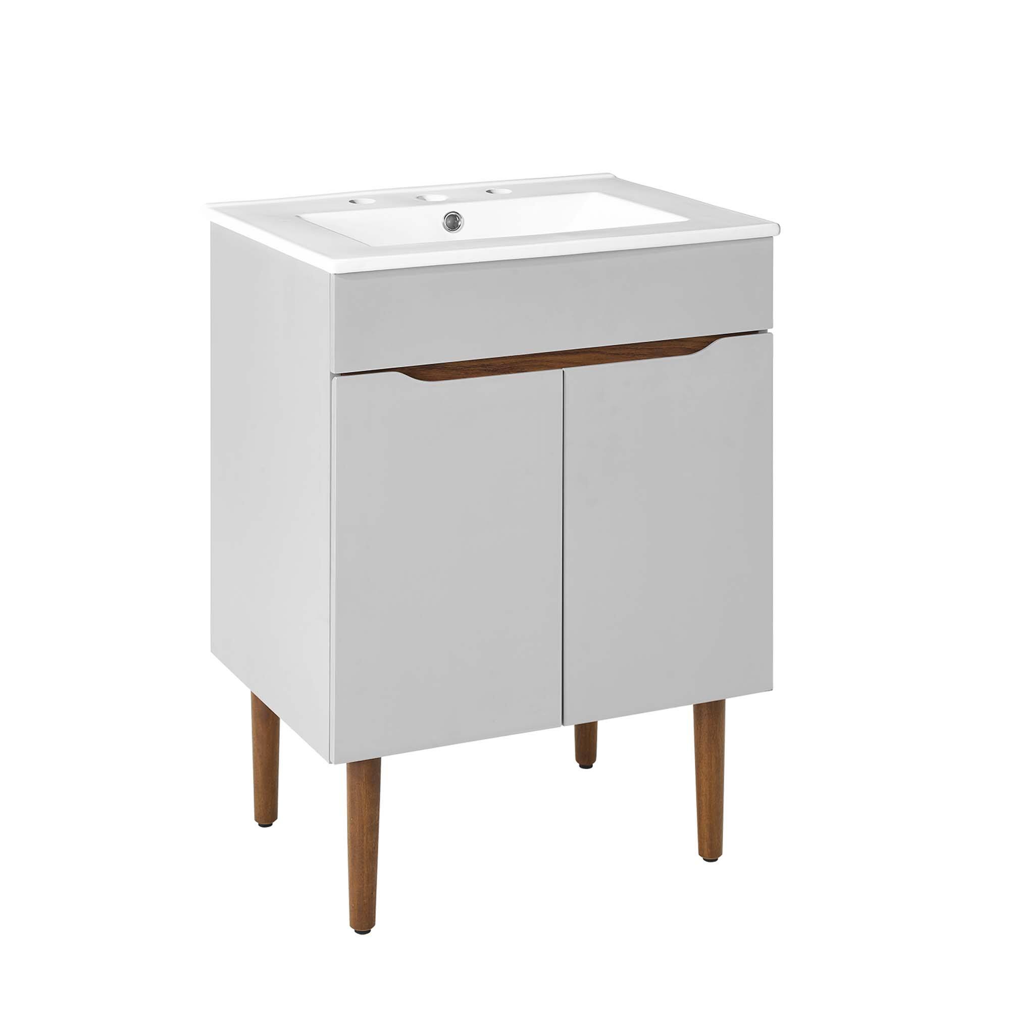 Angle. Modway - Harvest Bathroom Vanity Basin Included - Gray White.