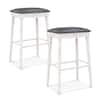 Front. Costway - 2 PCS 29" Bar Height Bar Stools Backless Bar Stools with Faux Leather Cover - White/Black.