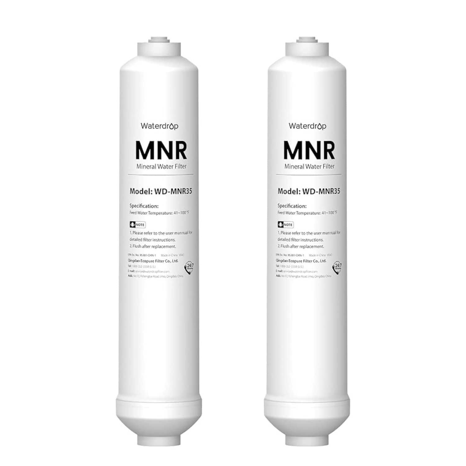 Waterdrop - MNR35 Remineralization Filter Compatible with Undersink RO System, Pack of 2 - White