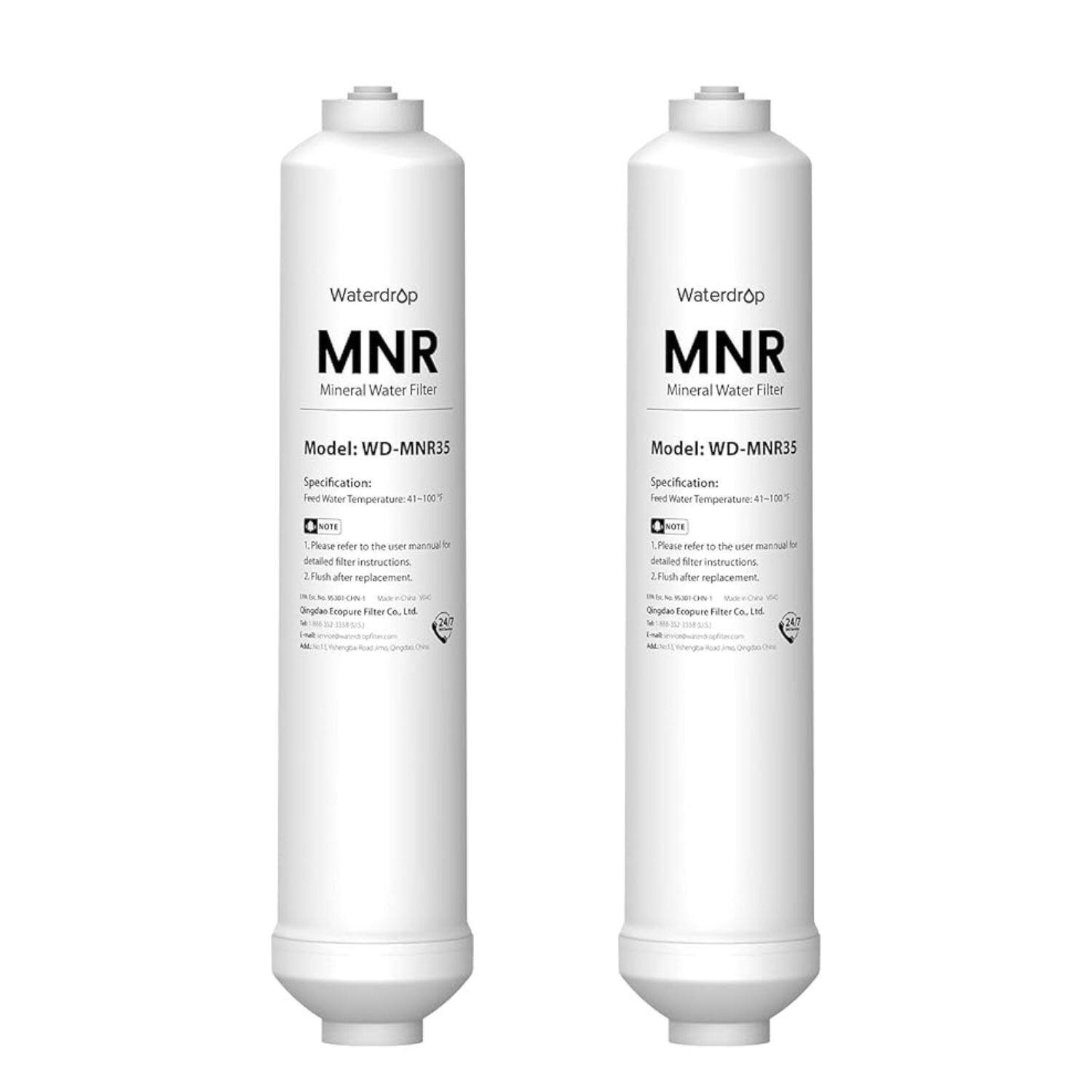 Waterdrop - MNR35 Remineralization Filter Compatible with Undersink RO System, Pack of 2 - White