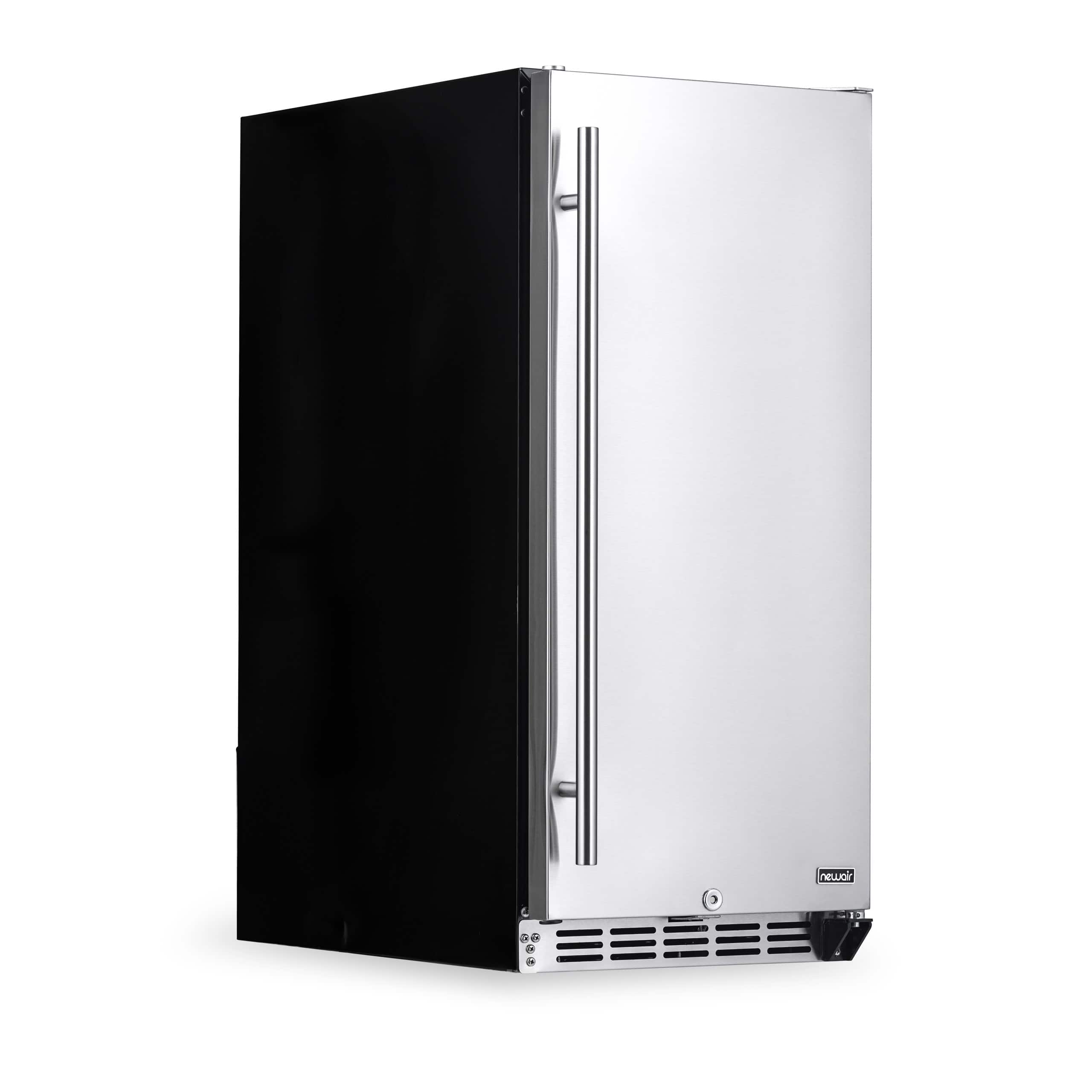 Front. NewAir - 15" Built-in 90 Can Outdoor Beverage Fridge in Weatherproof Stainless Steel with Auto-Closing Door - Stainless Steel.