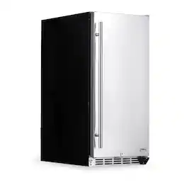 NewAir - 15" Built-in 90 Can Outdoor Beverage Fridge in Weatherproof with Auto-Closing Door - Stainless Steel