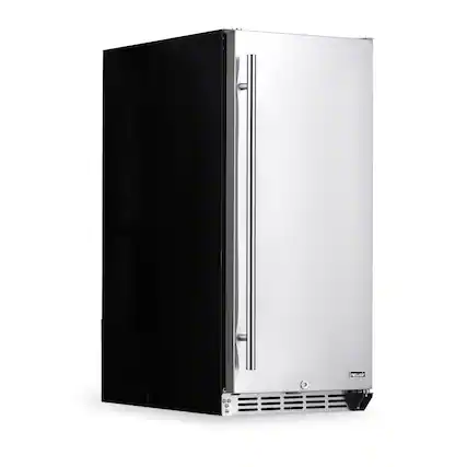 Front. NewAir - 15" Built-in 90 Can Outdoor Beverage Fridge in Weatherproof Stainless Steel with Auto-Closing Door - Stainless Steel.
