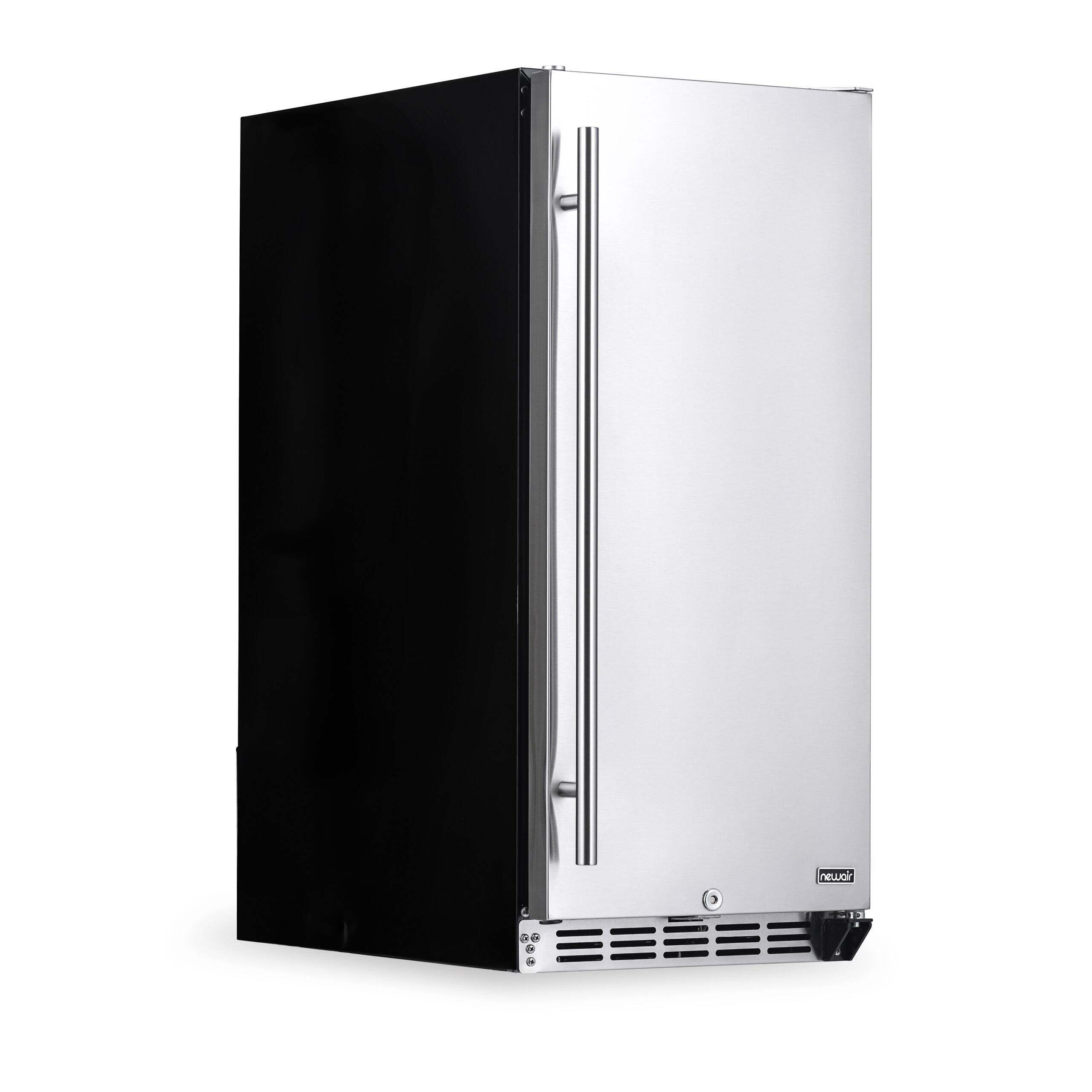 Front. NewAir - 15" Built-in 90 Can Outdoor Beverage Fridge in Weatherproof Stainless Steel with Auto-Closing Door - Stainless Steel.