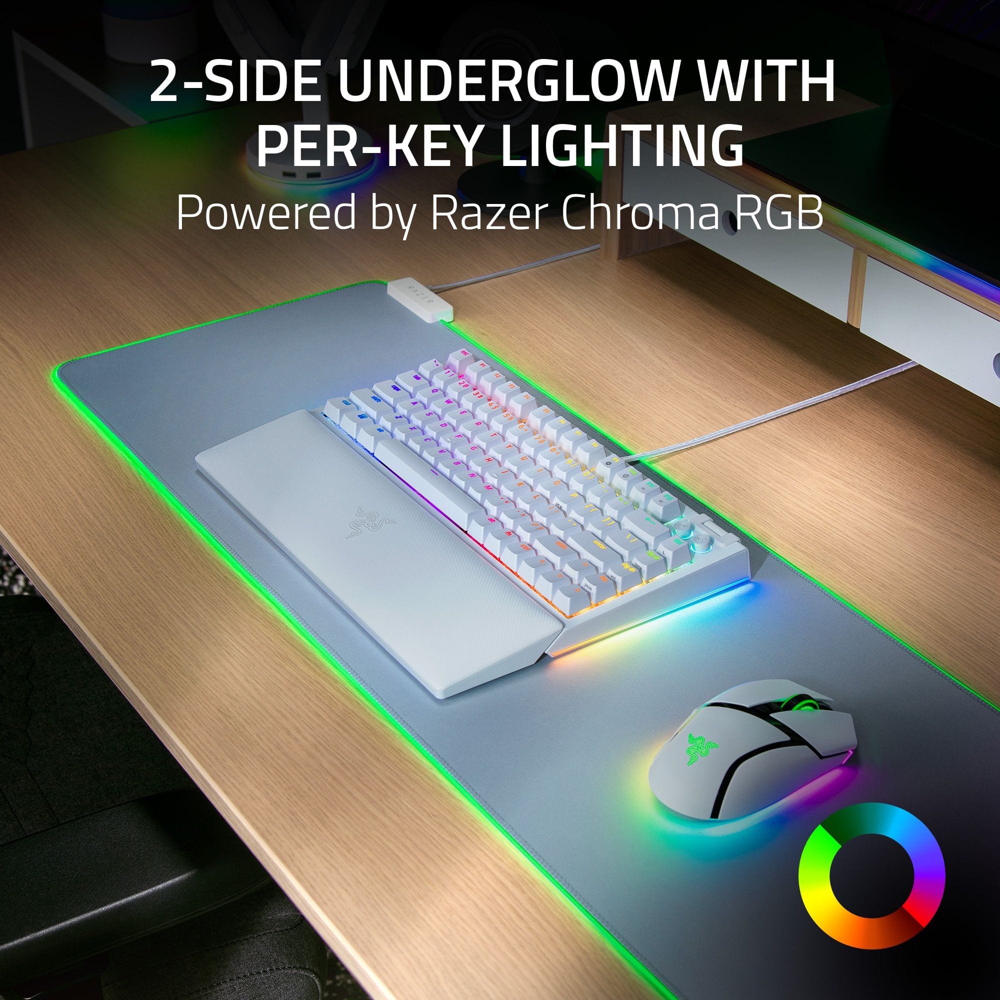 2-SIDE UNDERGLOW WITH PER-KEY LIGHTING Powered by Razer Chroma RGB