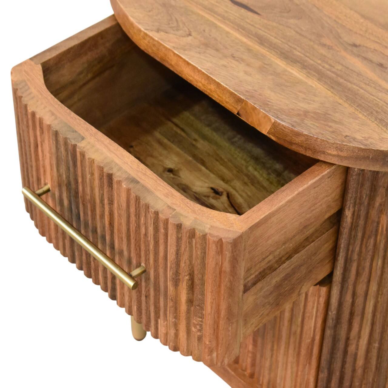 Alt View 6. Artisan Furniture - Artisan Furniture Solid Wood Curved 2 Drawer Bedside Table , Brown - Brown.