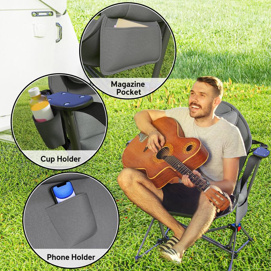 Outsunny Double Hammock Camping Chair, Adjustable Back Folding Rocking ...