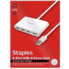 Staples TECH - 4-Port USB 2.0 Hub - White