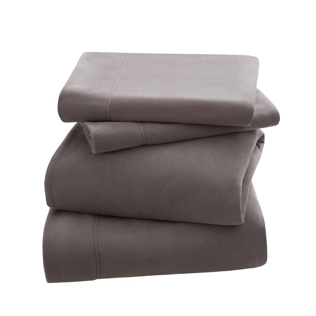 Front. Gracie Mills - Gracie Mills Seraphina Anti-Pill Micro Fleece Sheet Set with 3M Scotchgard treatment - Grey.