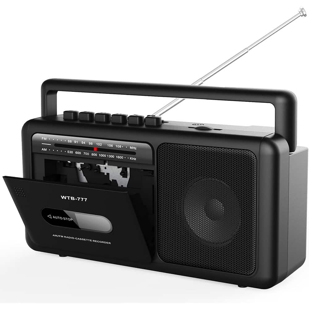THIRSTY TURTLE - Portable Cassette Player Boombox with AM/FM Radio, Bluetooth, USB, Recorder, Earphone Jack, and DC/AC Power