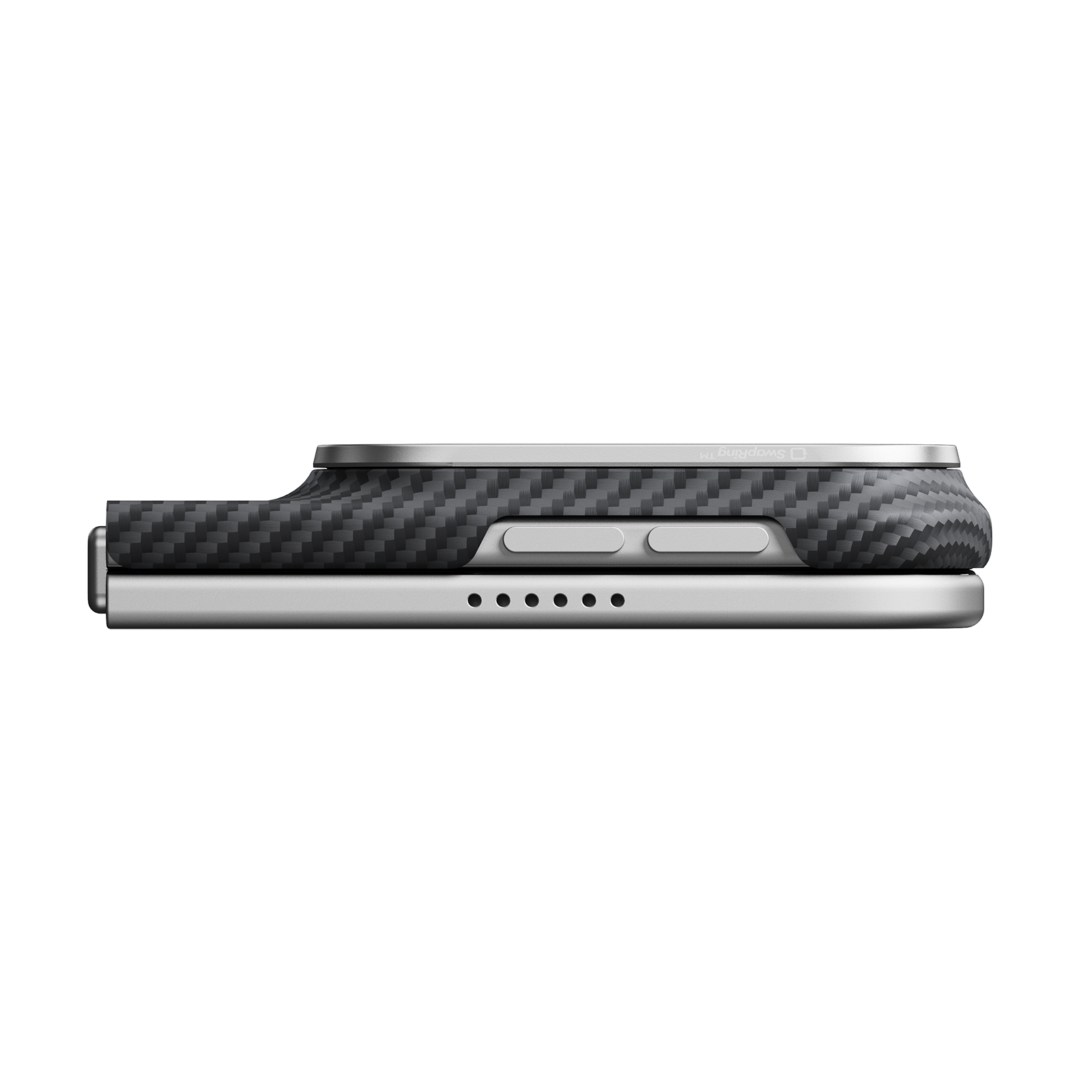 Alt View 2. Pitaka - Ultra Slim Case for iPhone Duo,Aramid Fiber Case, MagSafe Compatible, Caseless Feel, Camera Control, Silky Texture - Black Grey (Twill).