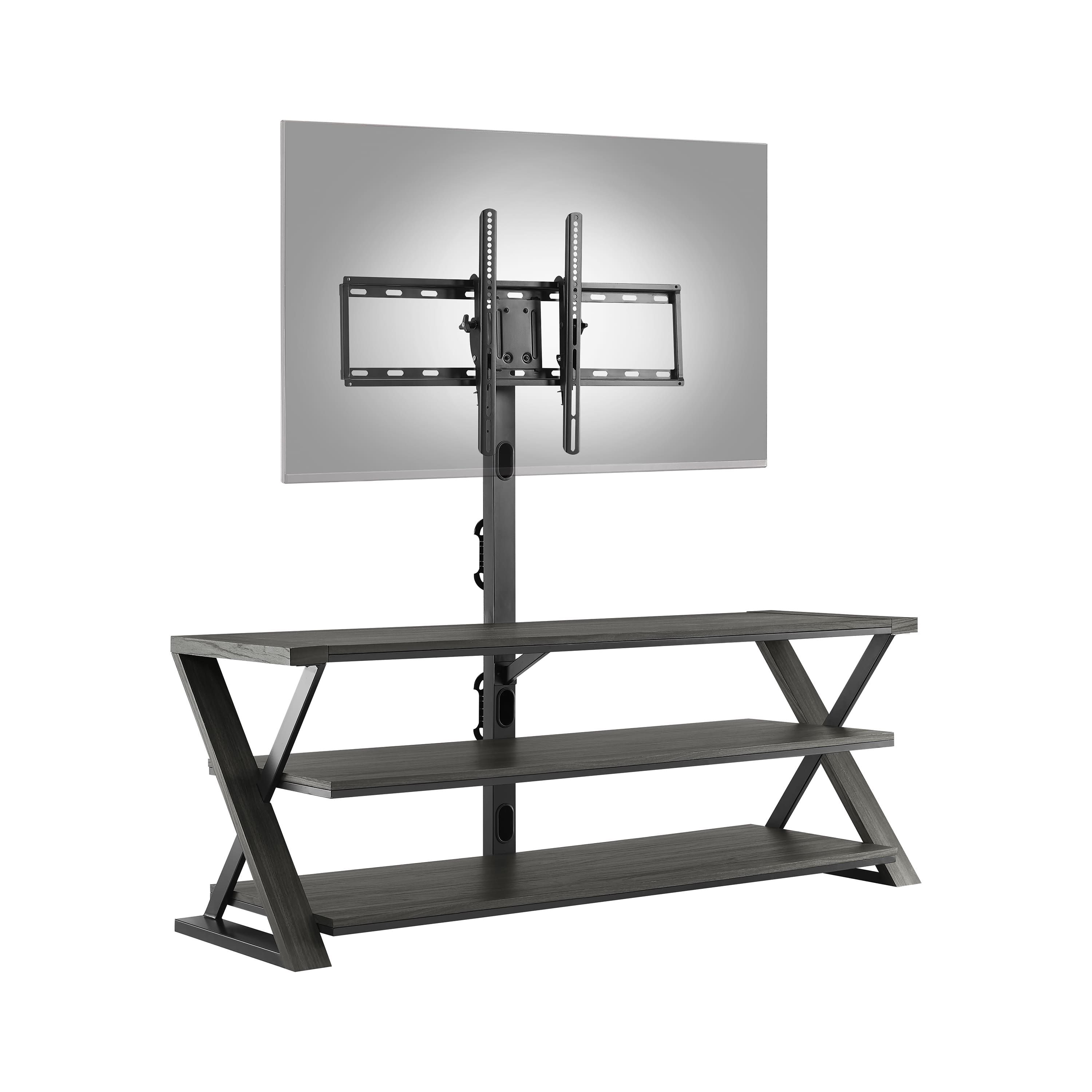 Angle Zoom. Insignia™ - 3-in-1 TV Stand for Most TVs Up to 70” - Charcoal Gray.