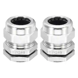 Unique Bargains - PG19 Cable Gland, IP68 Waterproof Strain Relief, 304 Stainless Steel, for 10-14mm Wire, 2pcs - Silver