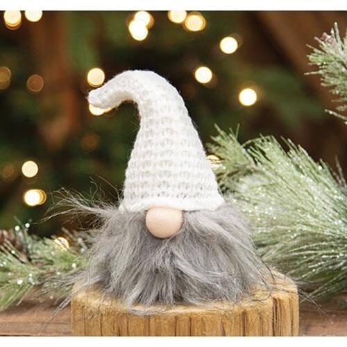 Angle. BreeBe - *Sm Plush Santa Gnome w/Cream Hat - Grey, Ceam.