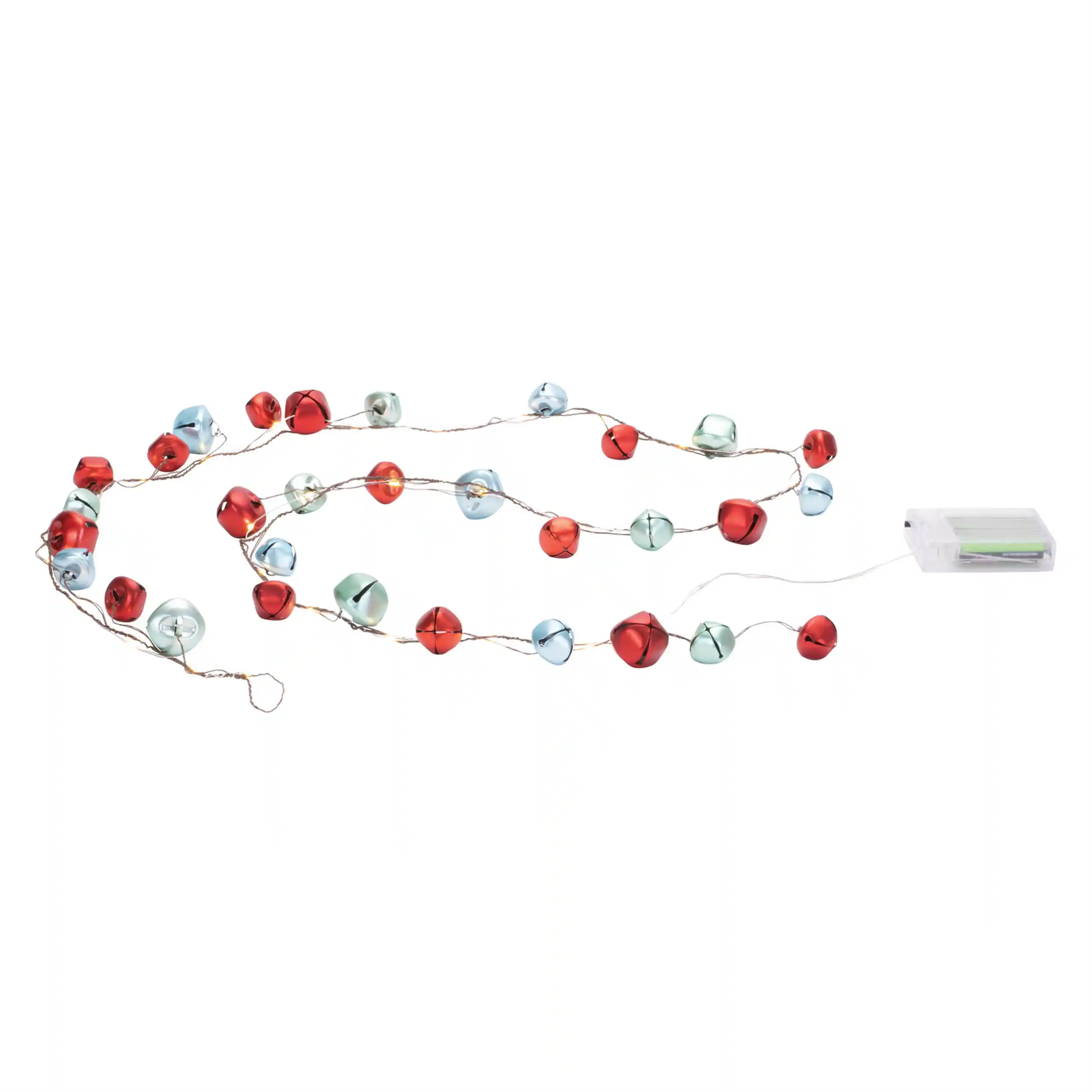 BreeBe - LED Sleigh Bell Wire Garland (Set of 2) - Red, Blue