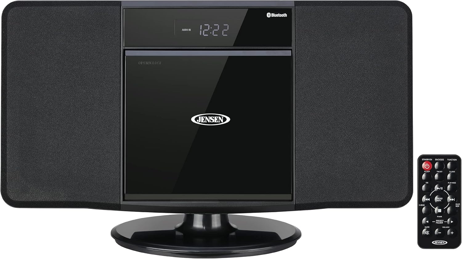 AUDIO 1 12:22 2  Bluetooth OPORICLOEI 0 RICI JENSEN STANIETION SNOOZS FUNCTION  SLIGE -- ALATN EN MIl  - MEW  S Fest - FA PRESET FOLOER SUTE VOLUME  + S