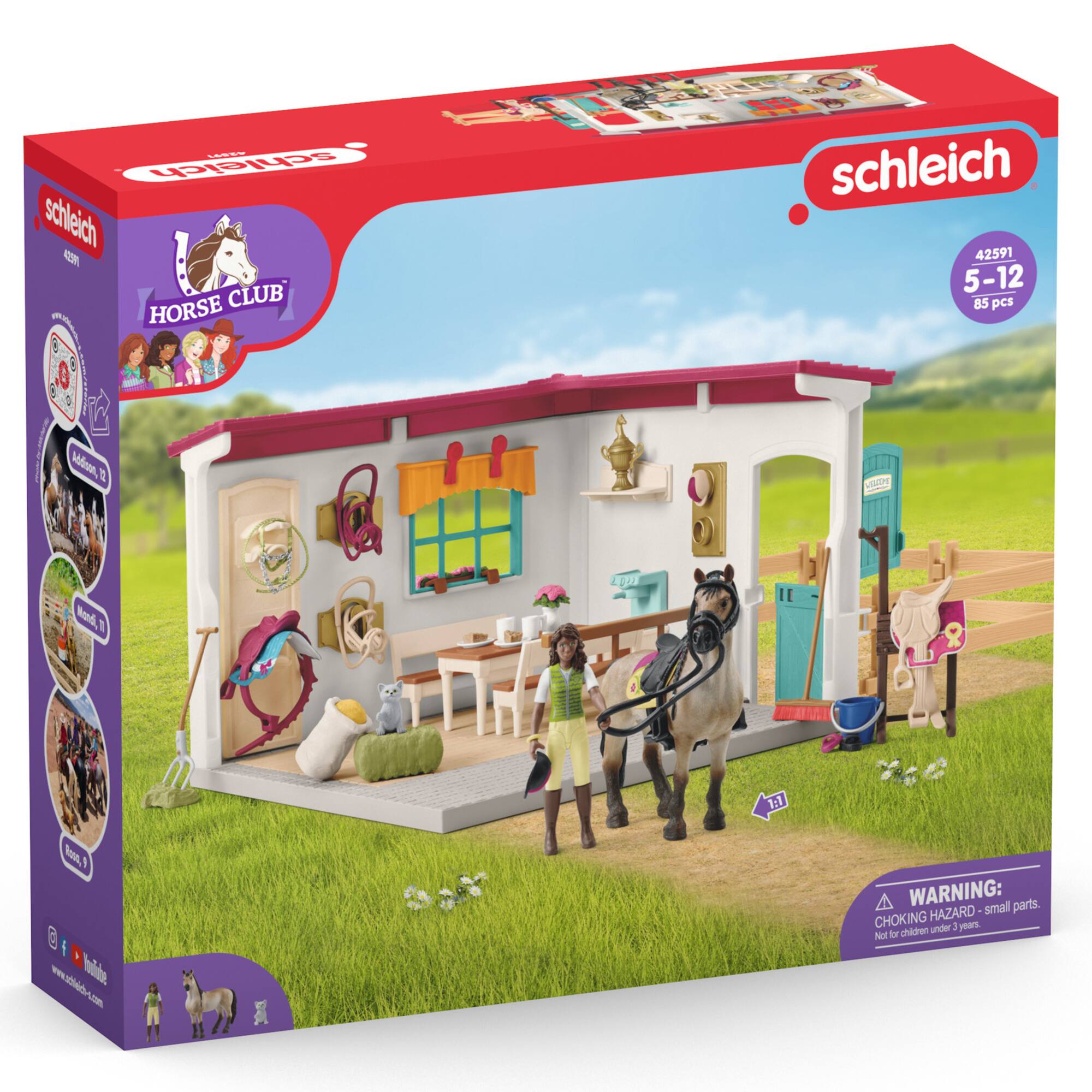 - schleich schleich
- CLUB HORSE : MCO : Addemn O schleich 42591 5-12 85 pcs UAT Band 1 DO 1:1 Ro 1 C
- www.10l6o-c.omm
- WARNING: small parts CHOKING HAZARD children under 3 years