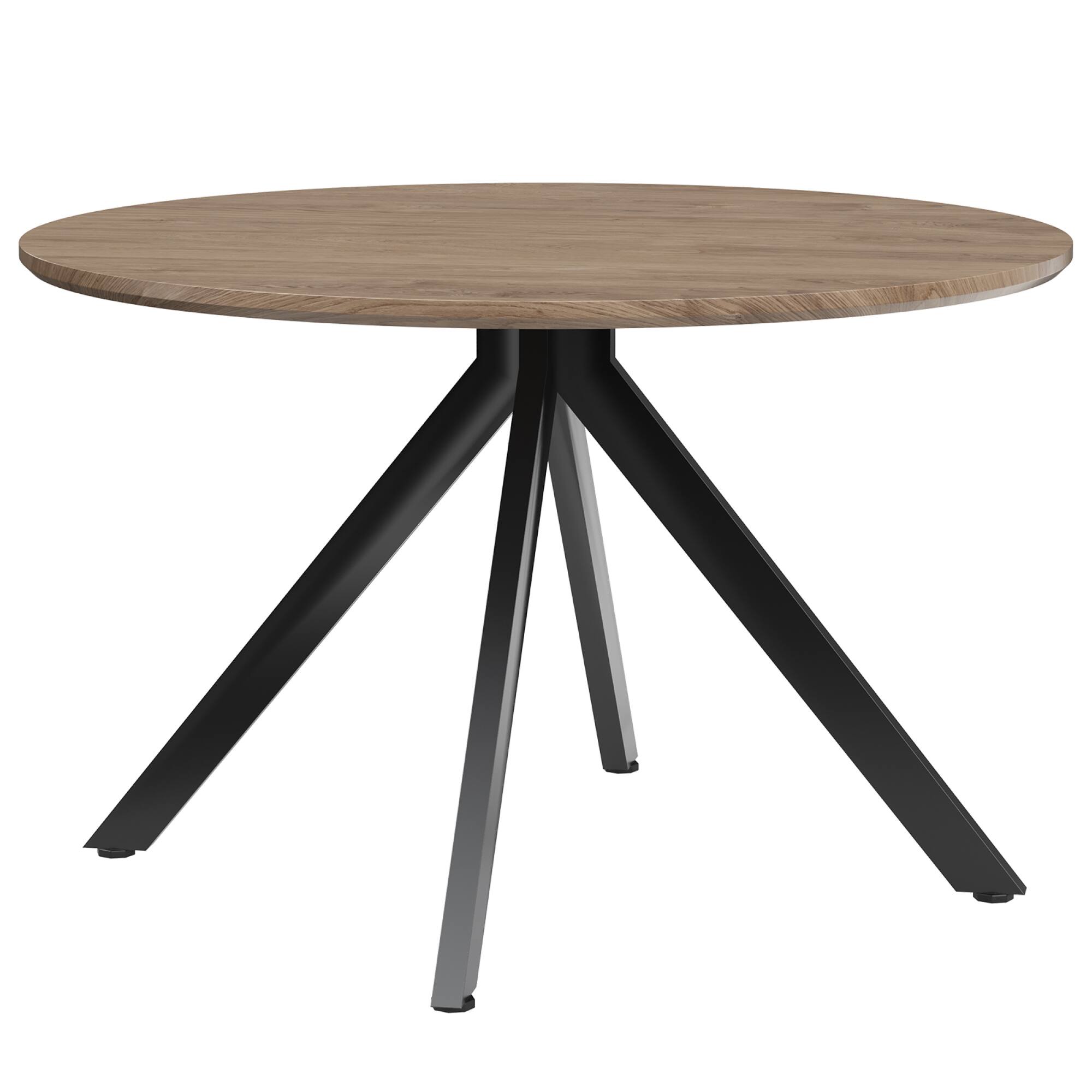 Angle. GOODSILO - Solid Wood Round Dining Table with X-Shaped Pedestal Base - Seats 4-6 People Comfortably - Black+Brown.