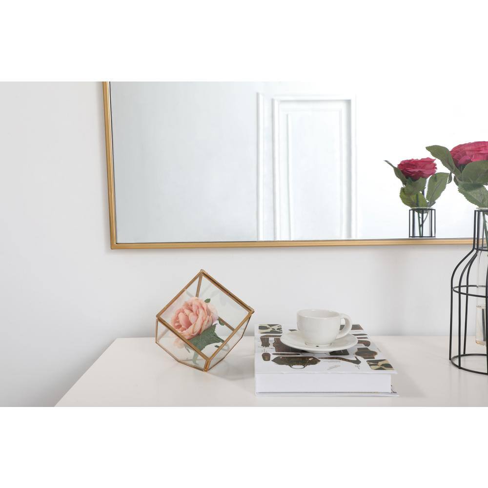 Left. Elegant Decor - Metal frame rectangle mirror 36 inch in Brass - Brass.