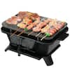 Front. Gymax - Heavy Duty Cast Iron Charcoal Grill Tabletop BBQ Grill Stove for Camping Picnic - Black.