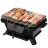 Gymax - Heavy Duty Cast Iron Charcoal Grill Tabletop BBQ Grill Stove for Camping Picnic - Black