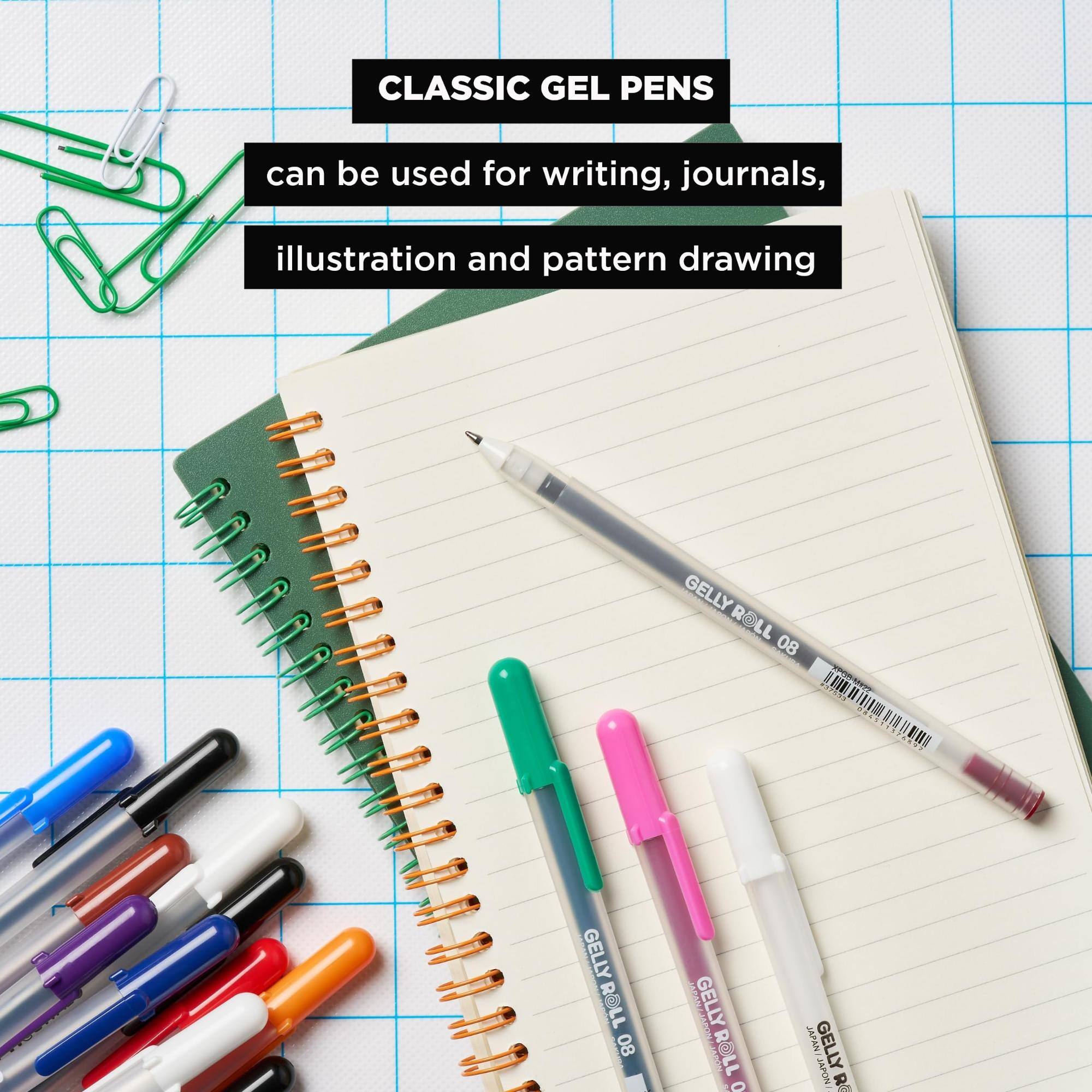 CLASSIC GEL PENS  
can be used for writing, journals, illustration and pattern drawing  

GELLY ROLL 08 STRAWS THIN 845 33376899  
GELLY ROLL 08  
GELLY ROLL BACKS Liquer ROLL  
JAPAN GELLY JAPON/ RG