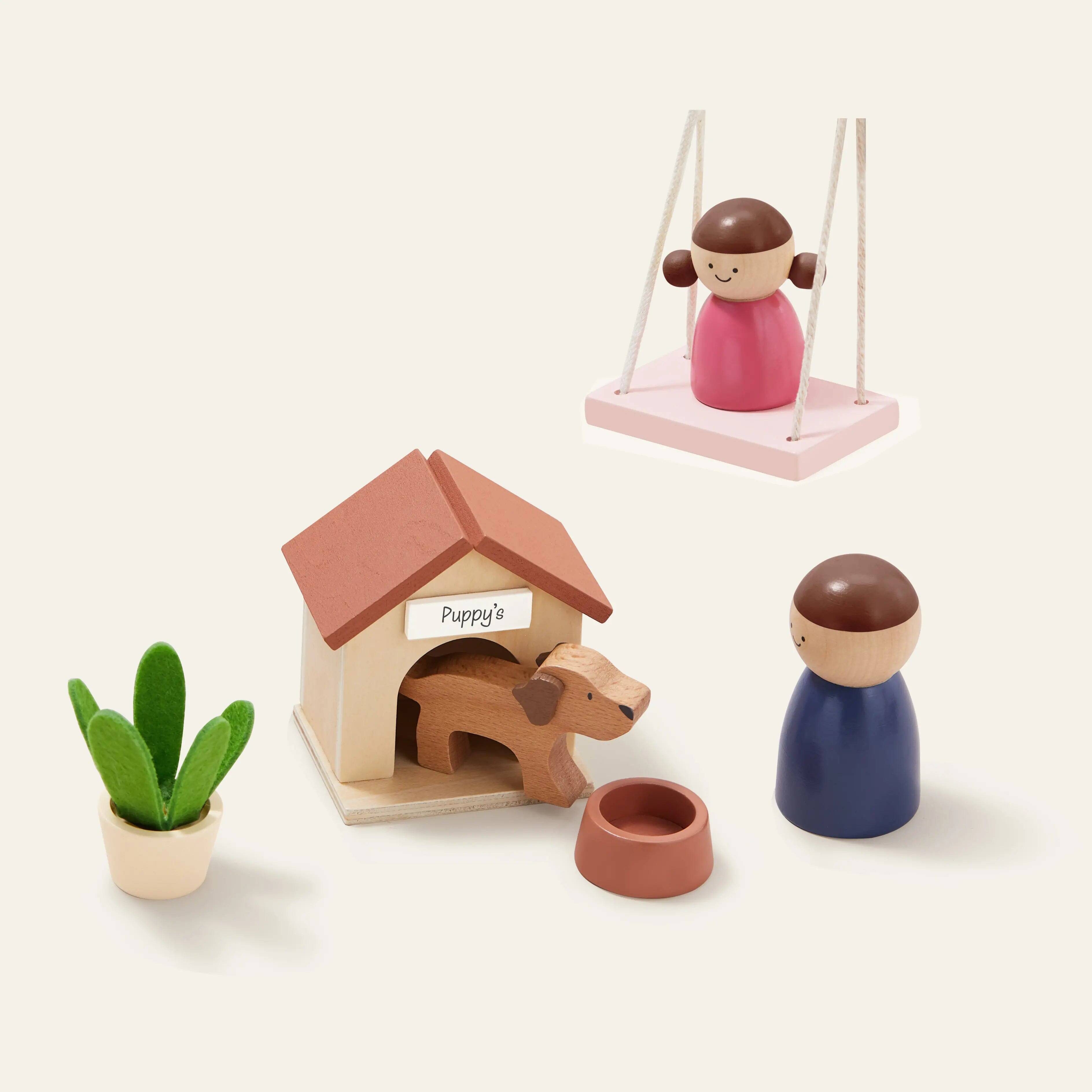Alt View 2. Tiny Land - Kids Dollhouse with 6 Play Areas, Modern Woodend Pretend Play House, Dollhouse Furniture & Imaginative Play Toy - Black.