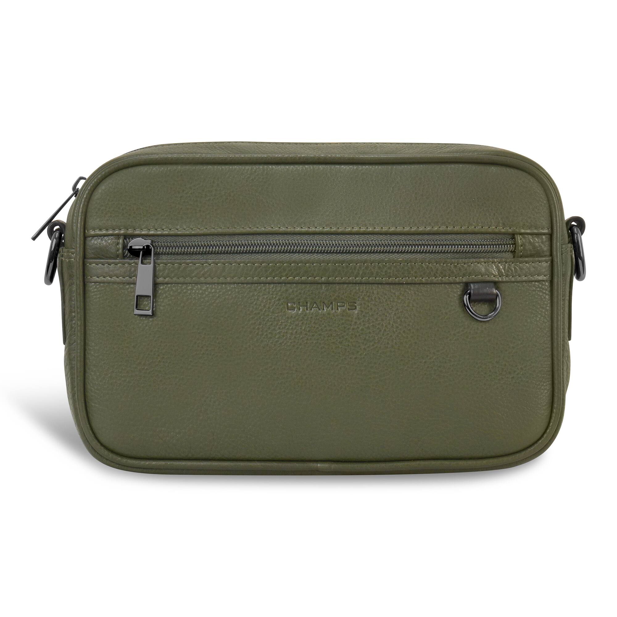 Alt View 2. Champs - Onyx Collection Leather Camera Bag - Khaki.