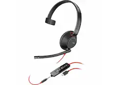 Front. HP - Poly Blackwire C5210 USB-C Headset - Mono, Noise Canceling, 7.10 ft, Black - Red.