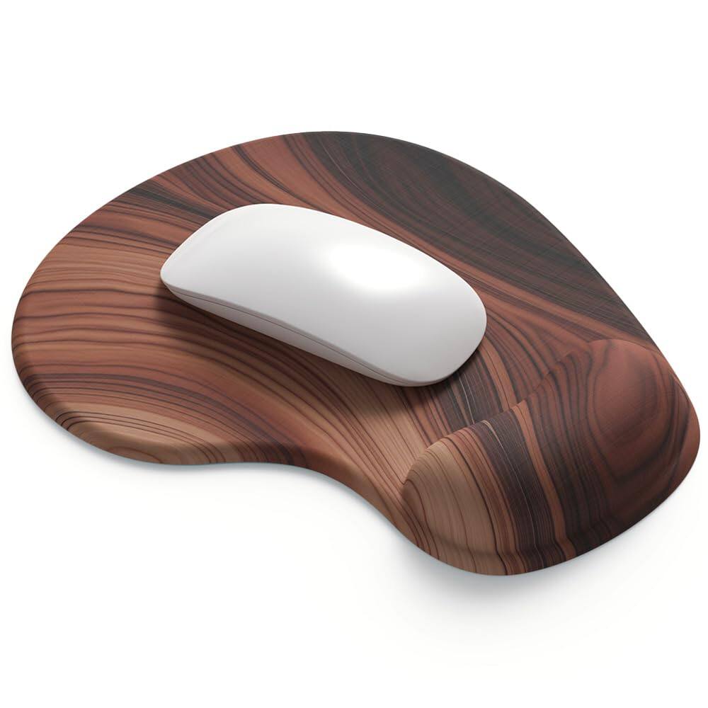 Front. Stamp n Camp - Office Mousepad With Gel Wrist Support - Gaming Desktop Mouse Pad Rest Design Gamepad Mat Rubber Base For Laptop - 12Walnut.