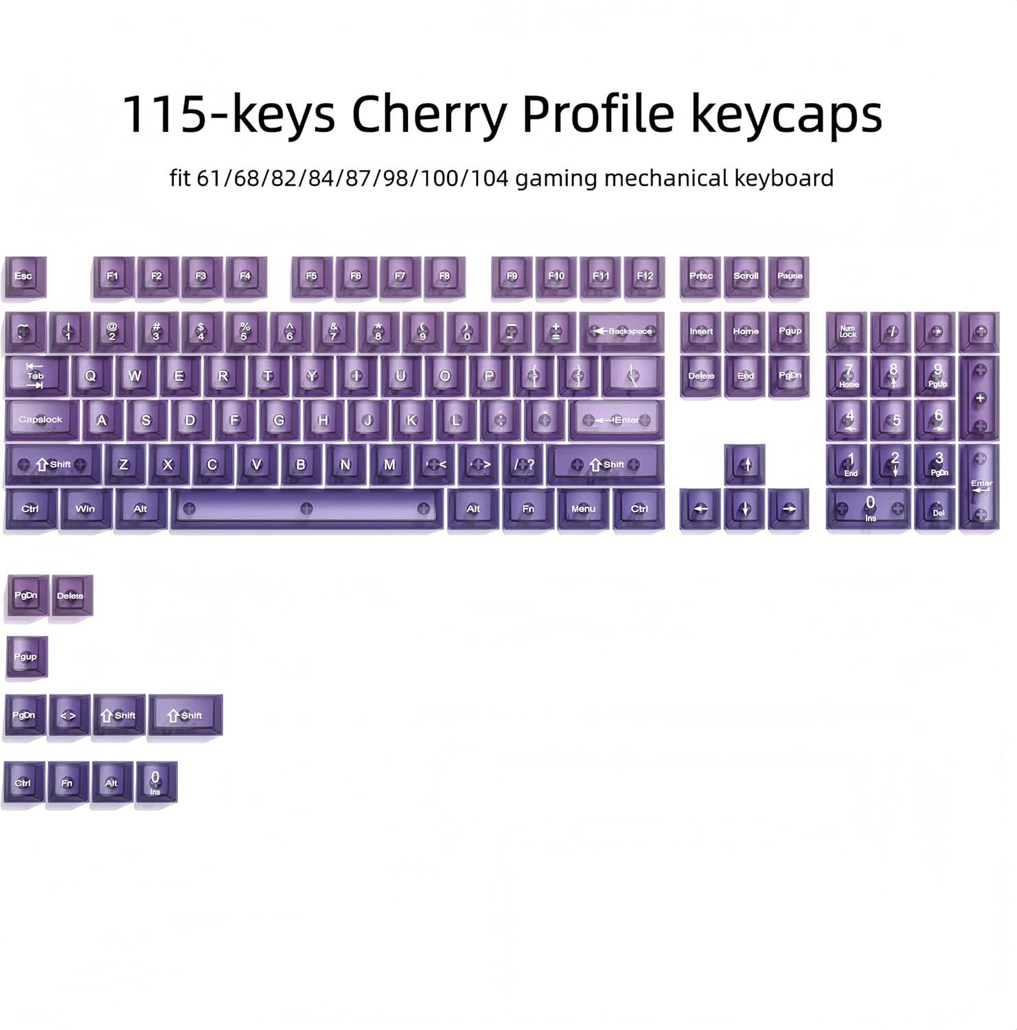 115-keys Cherry Profile keycaps fit 61/68/82/84/87/98/100/104 gaming mechanical keyboard