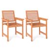 Front. Gymax - Gymax Patio Chairs Set of 2 Outdoor Wooden Dining Chairs w/ Inclined Backrests - Natural.