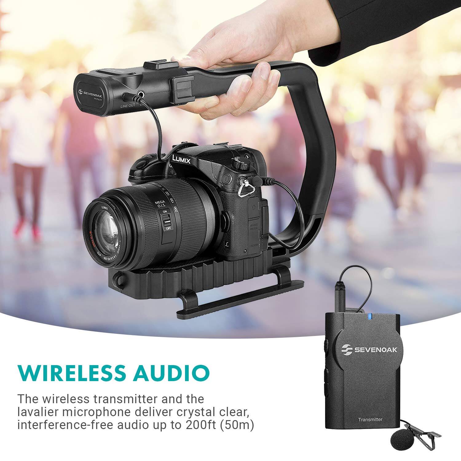 SEVENOAK WIRELESS AUDIO

The wireless transmitter and the lavalier microphone deliver crystal clear, interference-free audio up to 200ft (50m)

WIRELESS AUDIO

The wireless transmitter and the lavalier microphone deliver crystal clear, interference-free audio up to 200ft (50m)