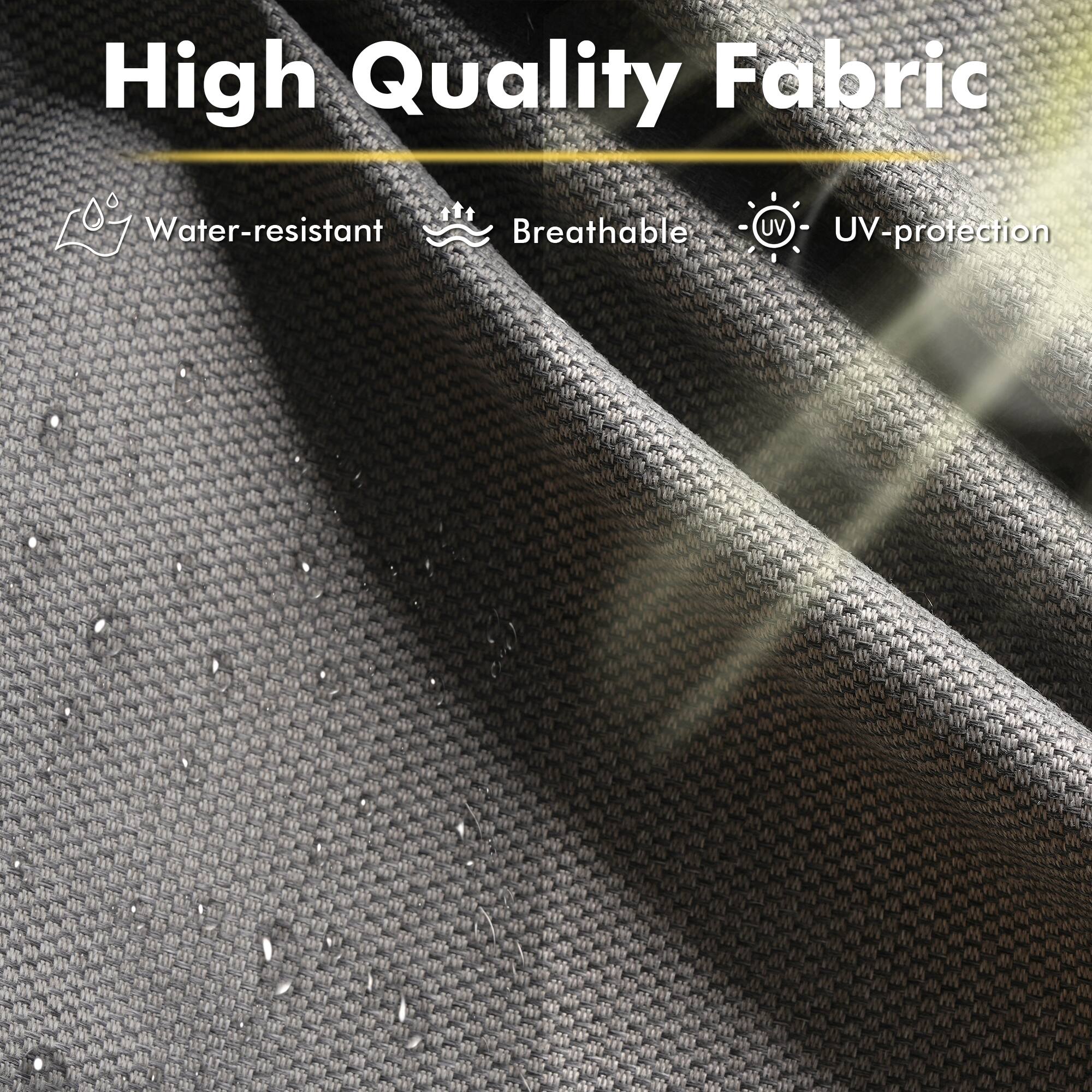 High Quality Fabric

- Water-resistant
- Breathable
- UV-protection
