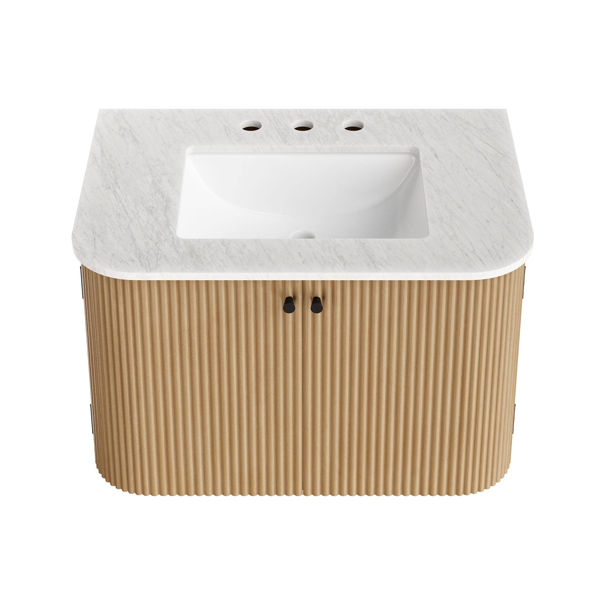 Alt View 5. Modway - Zia Wall-Mount Bathroom Vanity with Marble Sink by Modway - Natural.