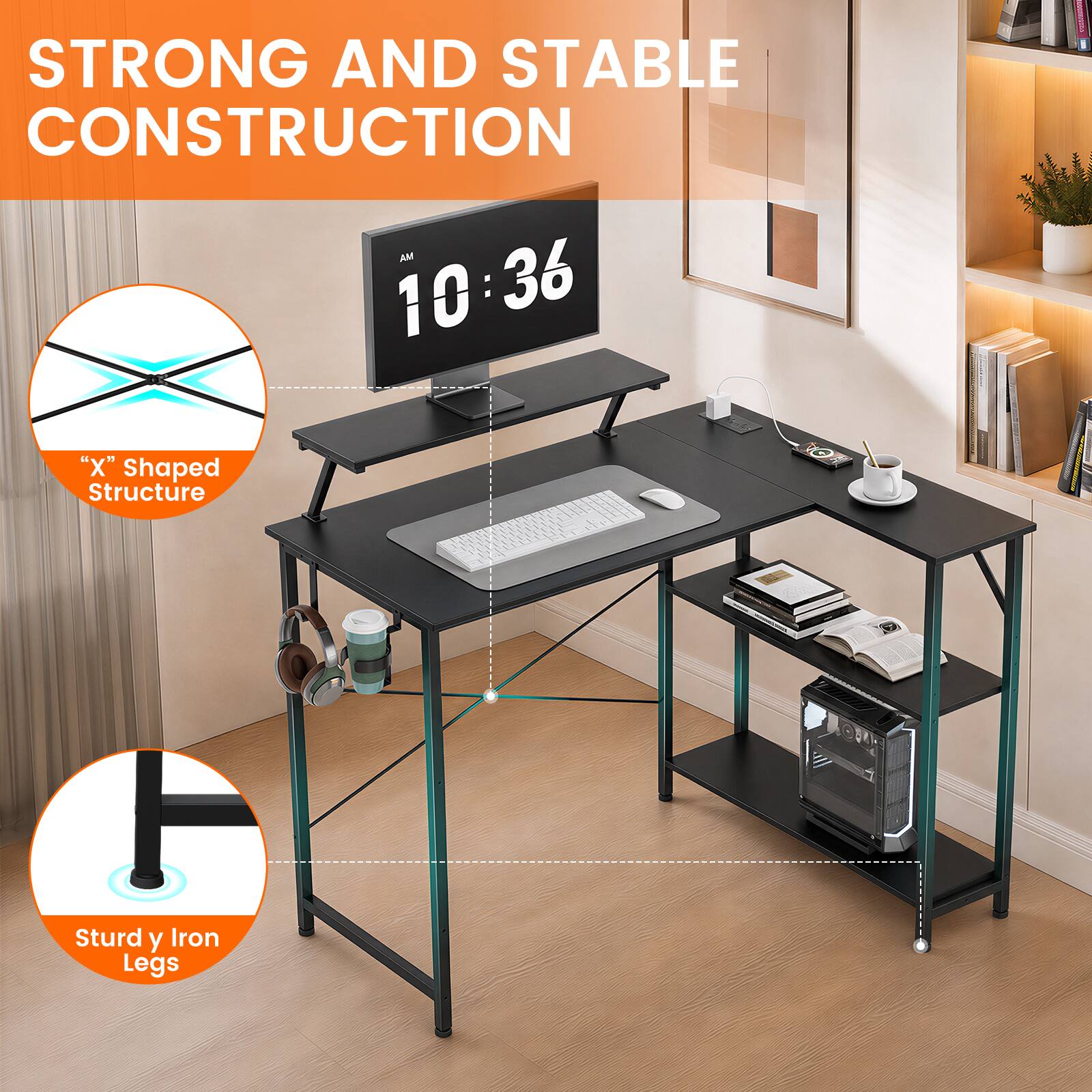 STRONG AND STABLE CONSTRUCTION

"X" Shaped Structure

Sturdy Iron Legs