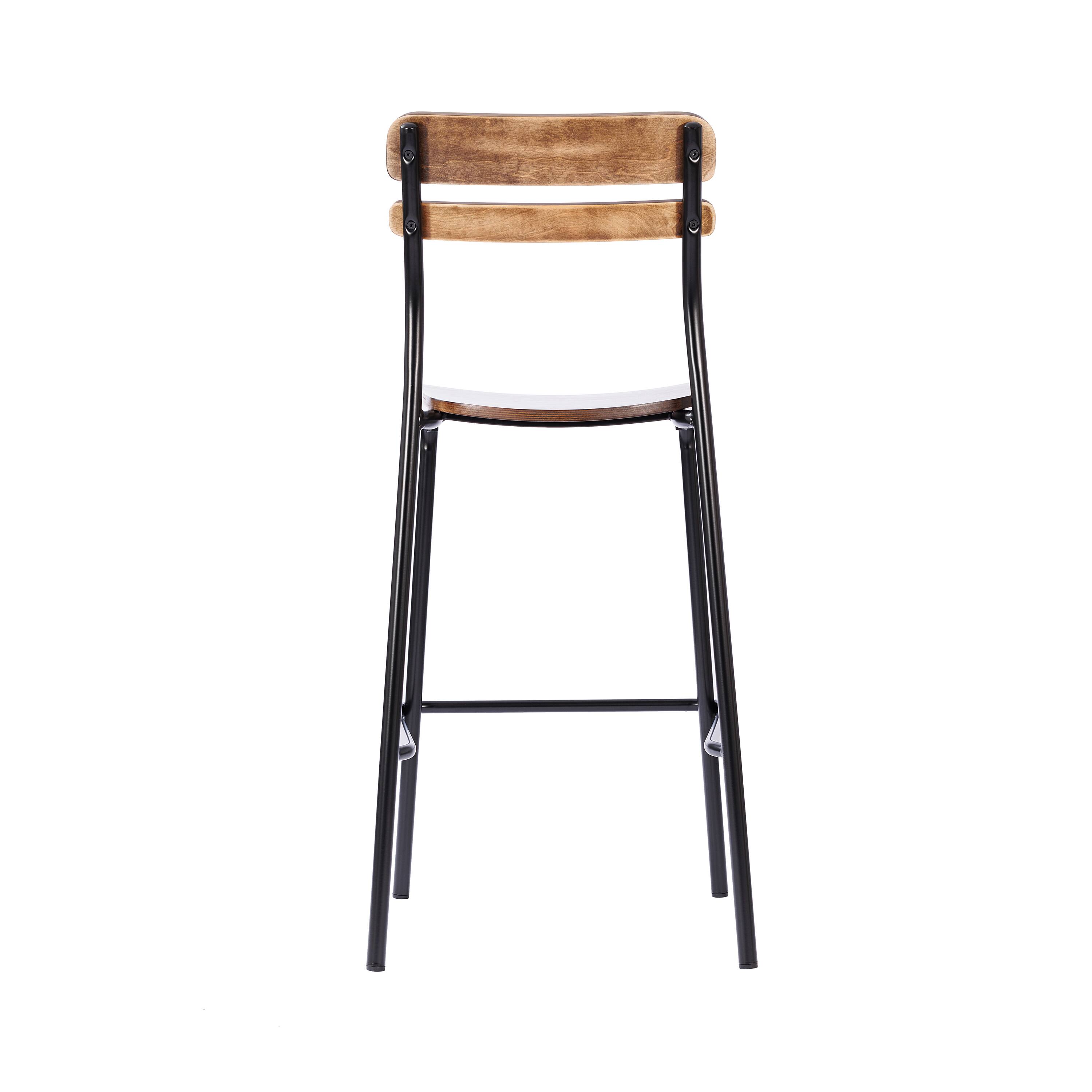 Back. Flash Furniture - Cyprus Commercial Grade Solid Wood Bar Stool with Black Metal Frame and Antique Copper Finish - Brown.