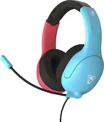 Turtle Beach - Airlite Fit Wired Over-Ear Gaming Headset for Nintendo Switch, Nintendo Switch Lite & Nintendo Switch - OLED Model - Neon Blue & Red - Front_Zoom