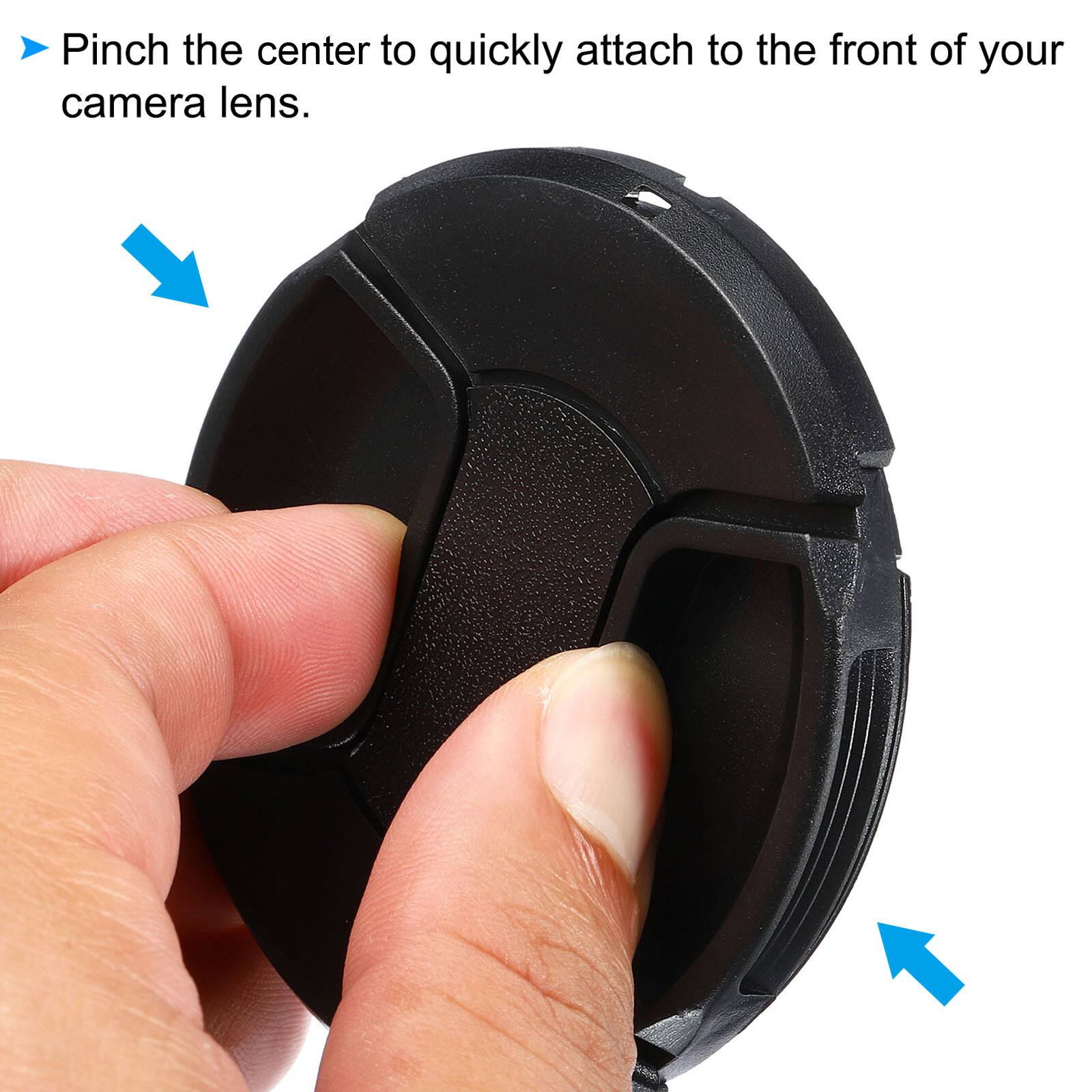Pinch the center to quickly attach to the front of your camera lens.