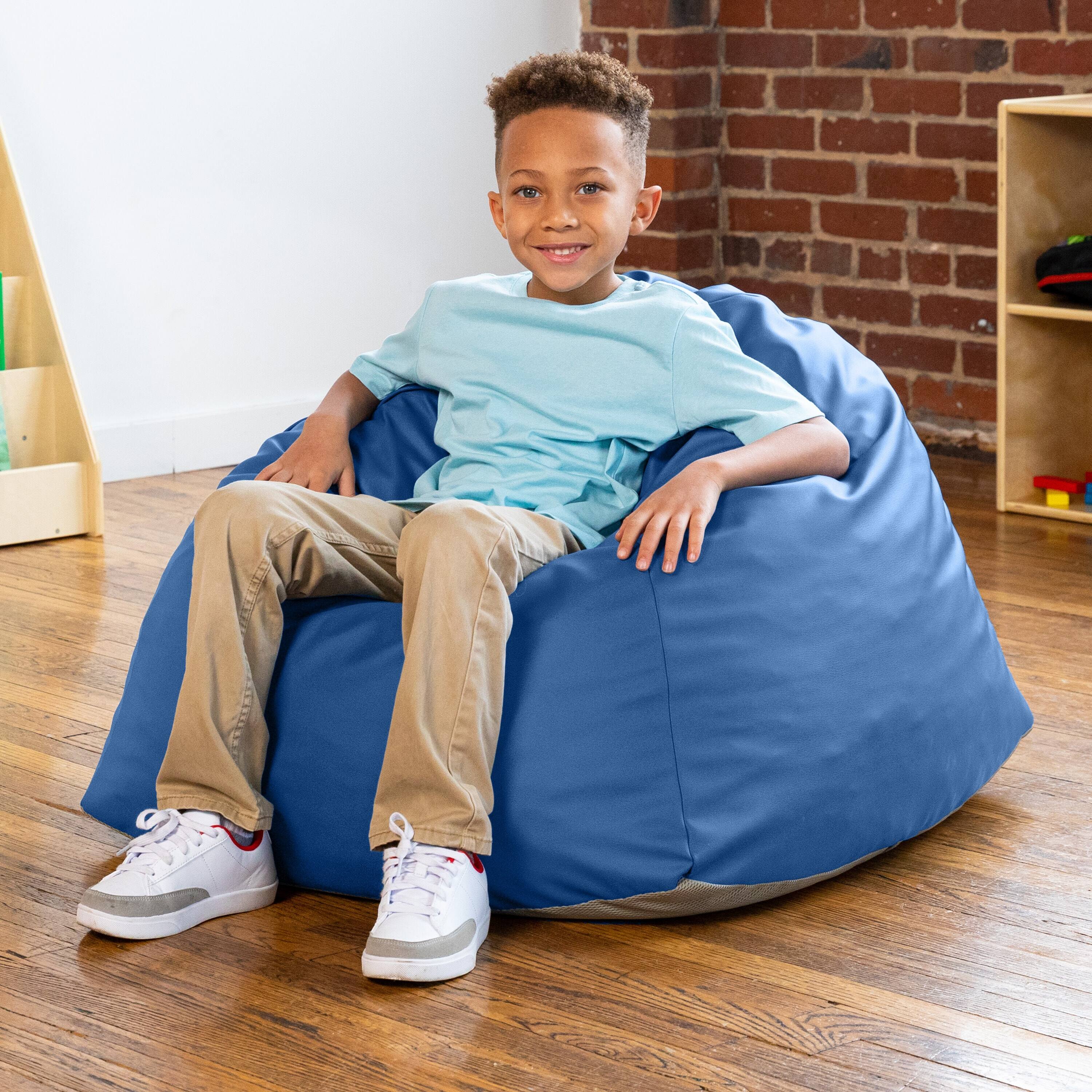 Angle. Jaxx - Jaxx Gumdrop Jr. Kids Bean Bag for Early Childhood & Educational Environments, Premium Vinyl - Royal Blue - Royal Blue.